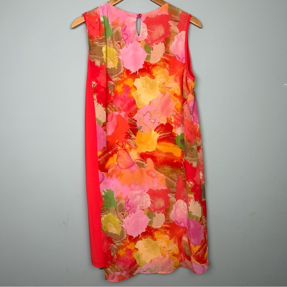 Scapa Lauren Perre sleeveless orange floral print dress size XL keyhole back - Picture 7 of 12